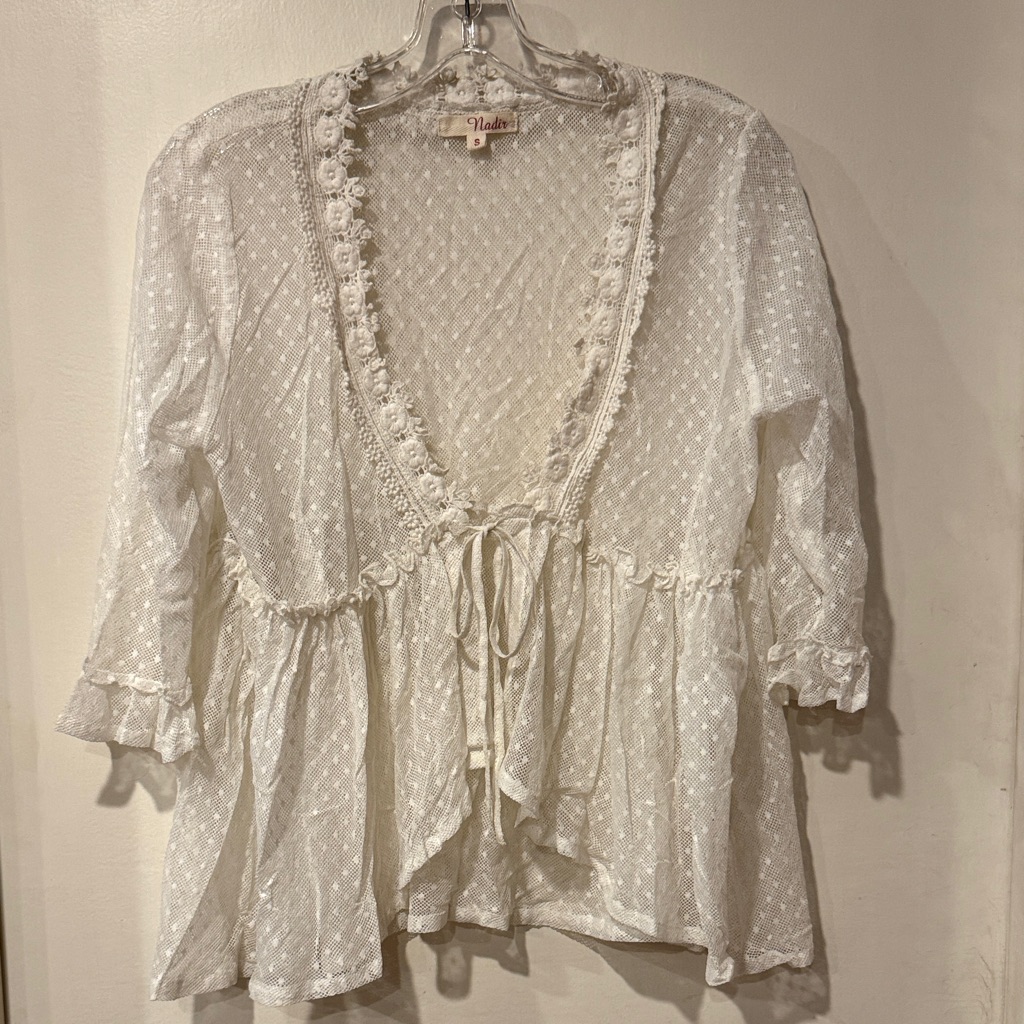 Nadir Positano Delicate White Lace Blouse With Lace Accents